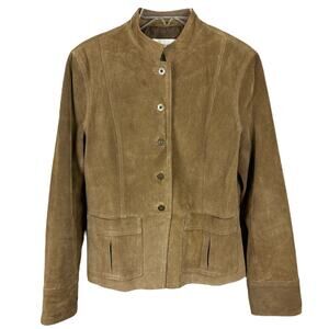 Liz Claiborne Y2K Buttery Soft Brown Suede Long Sleeve Button Front Jacket M